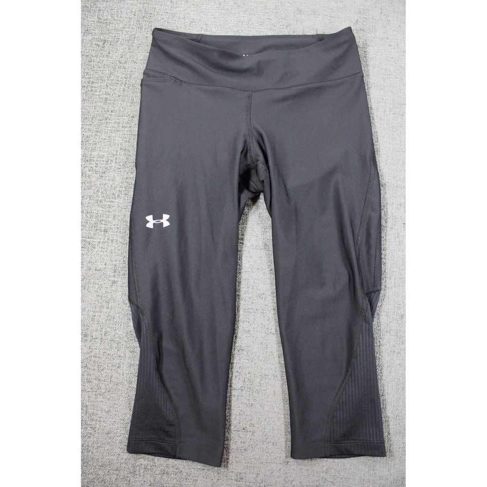 Under Armour HeatGear Compression Leggings Womens Medium Black Capri 1253573
